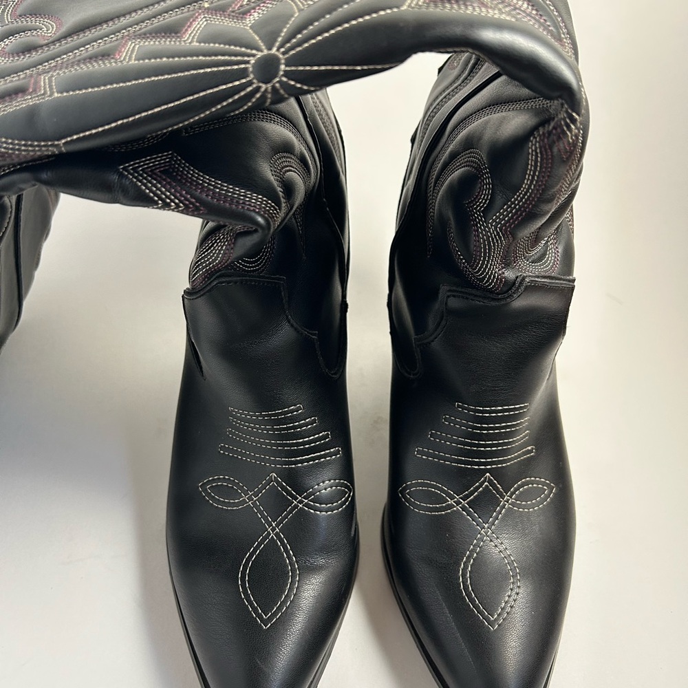 Steve Madden Black Embroidered Heeled Boots